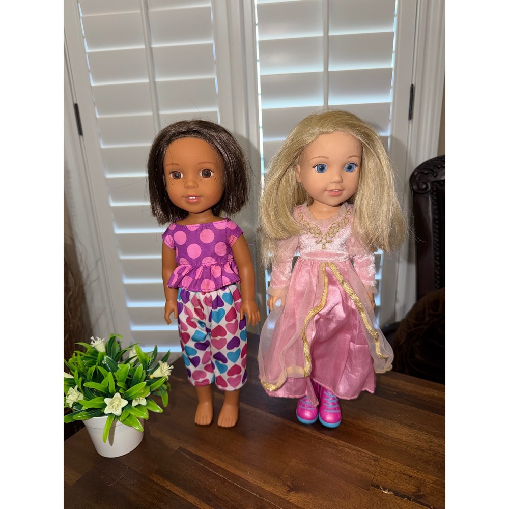 American Girl WellieWishers Kendall and Camille 14.5 Inch Doll Set Pink Purple